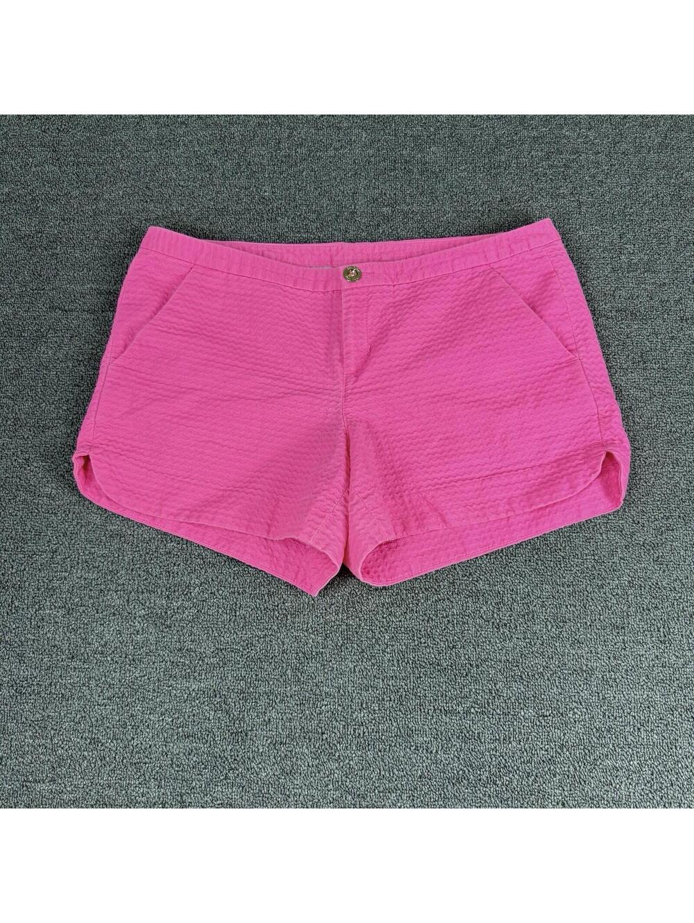 Lilly Pulitzer Womens 4 Adie Shorts Hot Pink Textured 100% Cotton Preppy Coastal